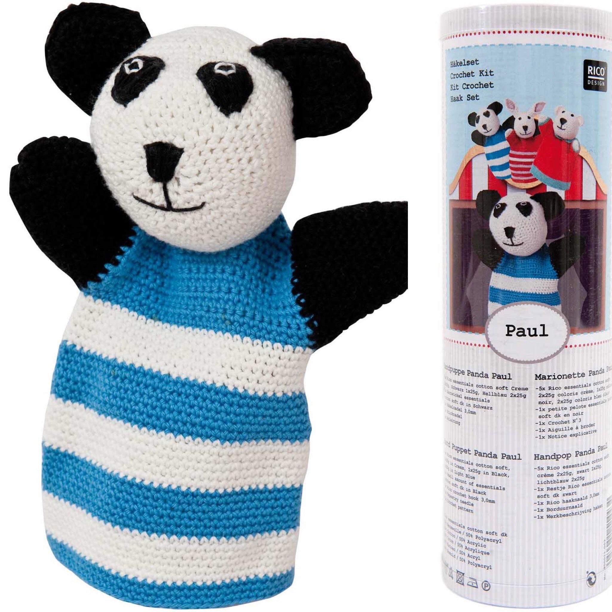 Paul crochet panda hand puppet kit by Rico