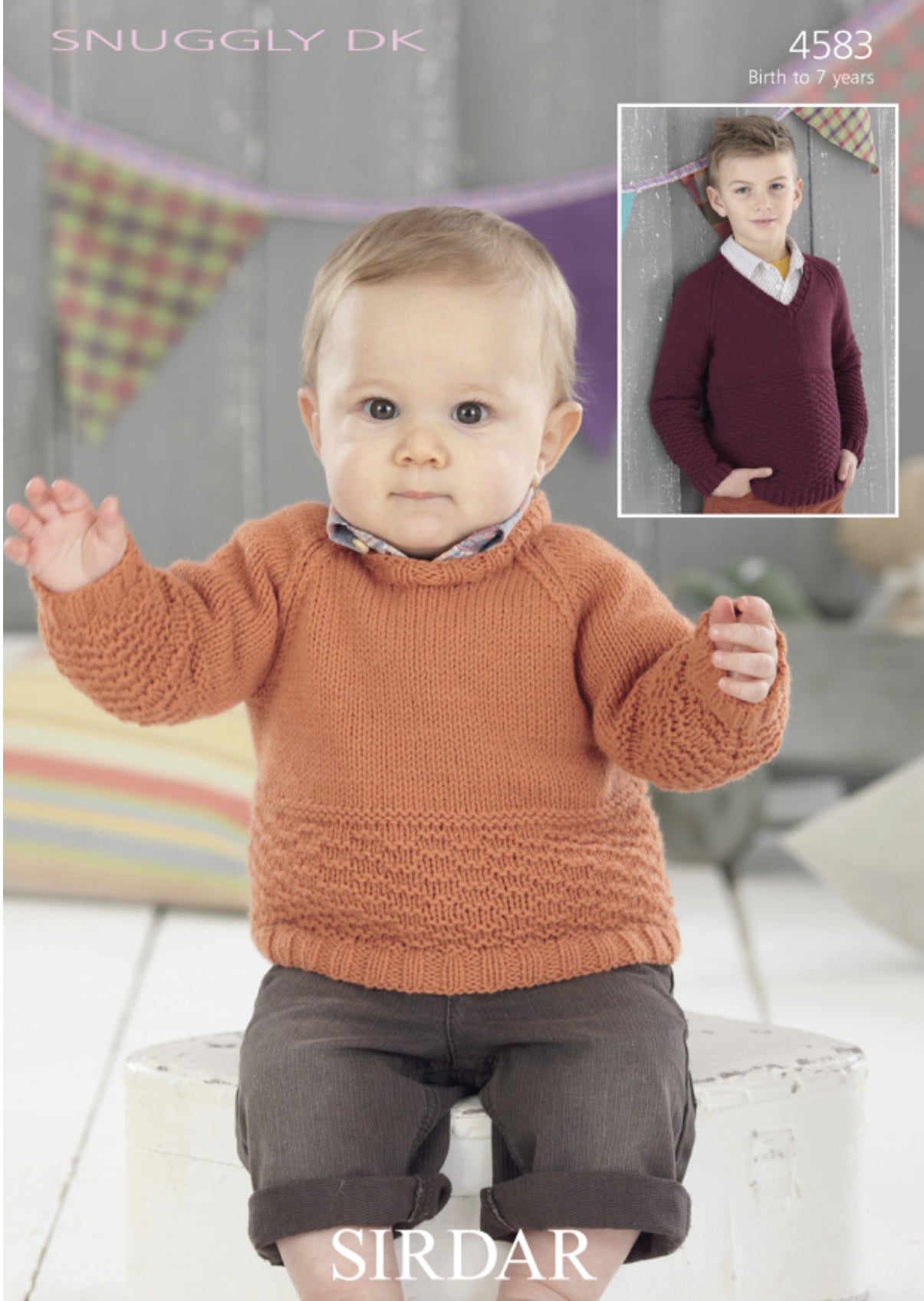 Sirdar 4583 Round Neck and V Neck Sweaters in Snuggly DK
