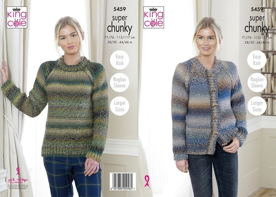 King Cole Pattern 5459 Cardigan & Sweater in Explorer Super Chunky