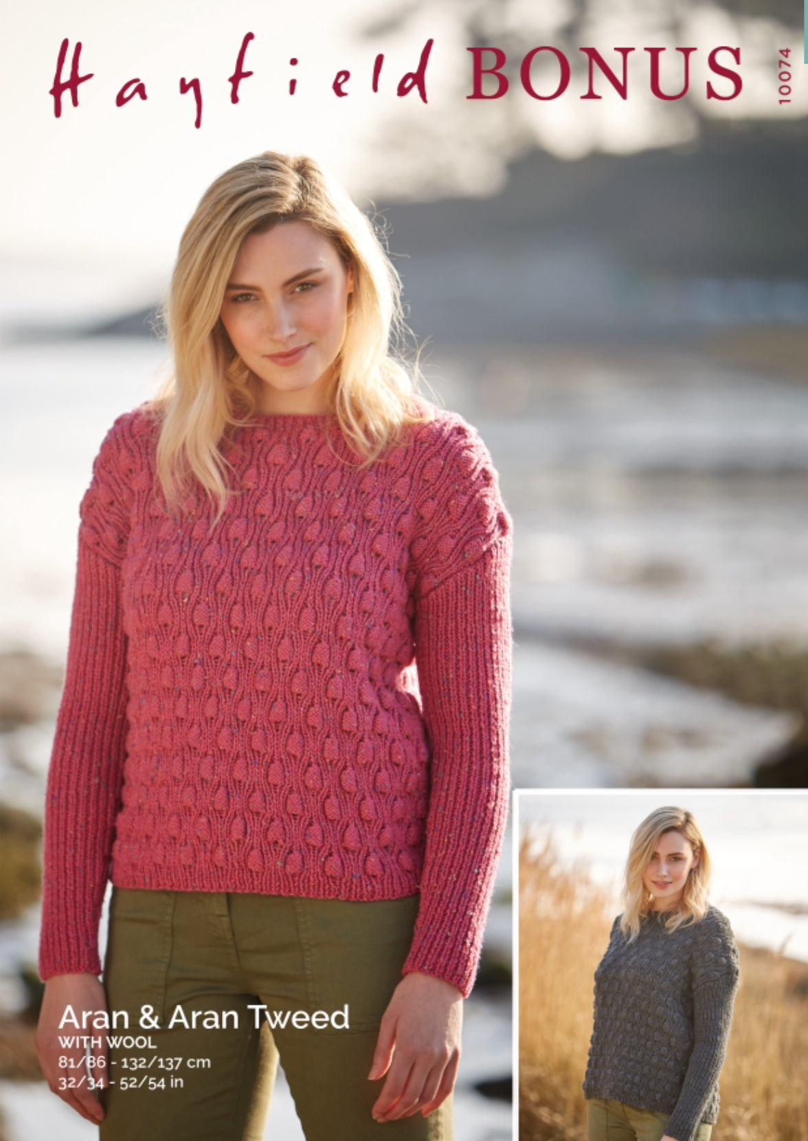 Hayfield Pattern 10074 Sweater in Hayfield Bonus Aran and Bonus Aran Tweed with Wool
