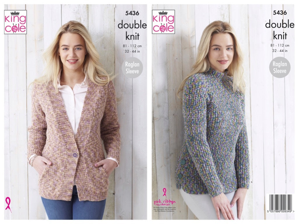 King Cole Pattern 5436 Cardigan and Sweater in Meadow DK