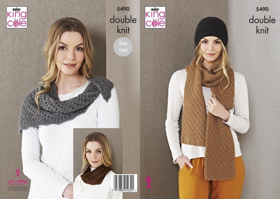 King Cole Pattern 5490 Wrap, Snood, Hat & Scarf in Natural Alpaca