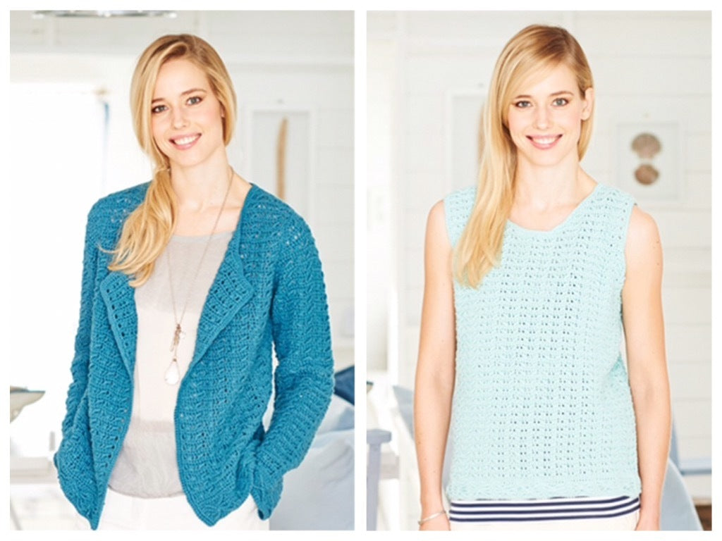Stylecraft 9378 Crochet cardigan and Vest in Classique Cotton DK