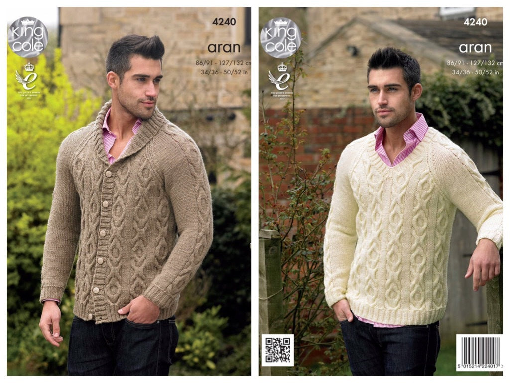 King Cole Pattern 4240 Mens Jacket and Sweater in Fashion Aran