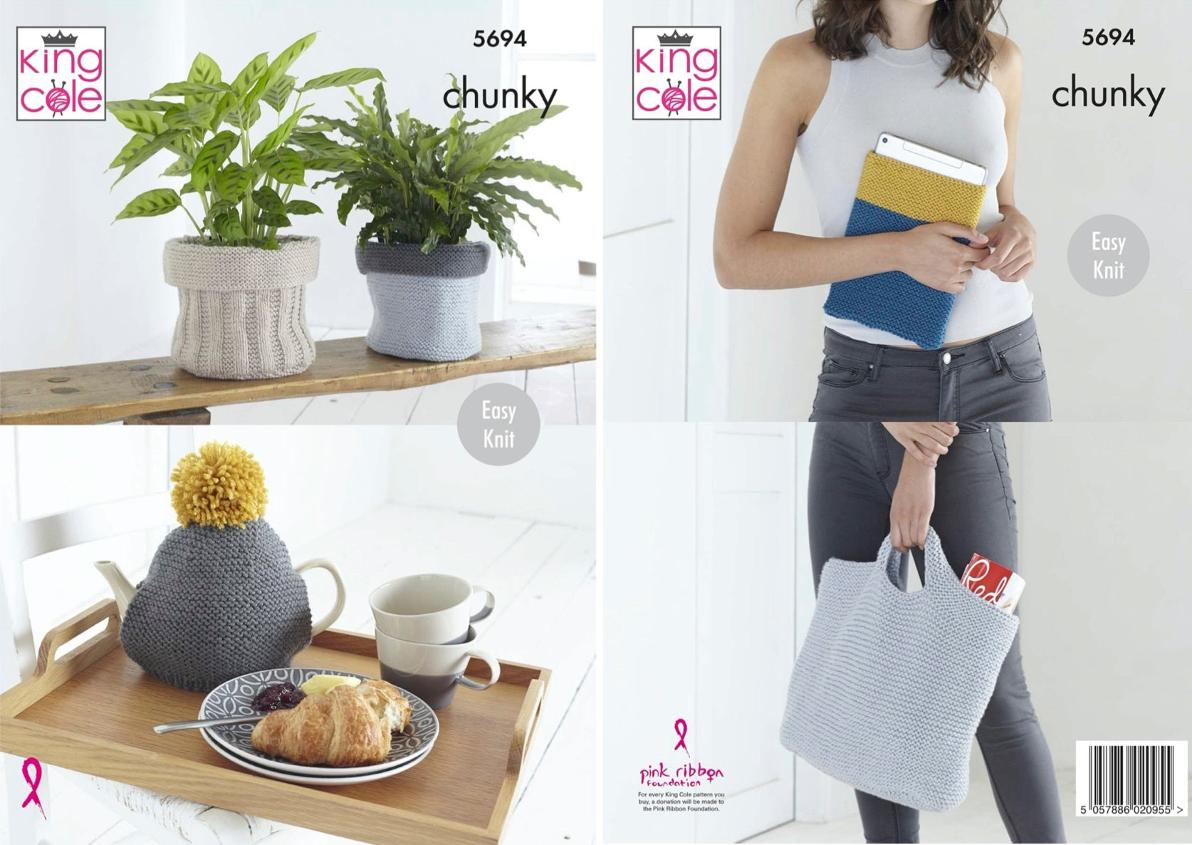 King Cole Pattern 5694 Plant Pot Sacks, Tablet Cover, Tea Cosy and Bag in Chunky