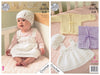 King Cole 3251 - Crochet Cardigan, Waistcoat, Pinafore Dress and Hat in Comfort DK