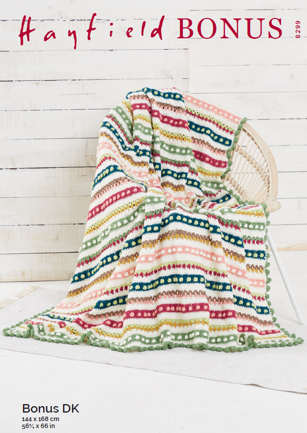 Hayfield Pattern 8299 Tulip & Bobble Crochet Blanket in Bonus DK