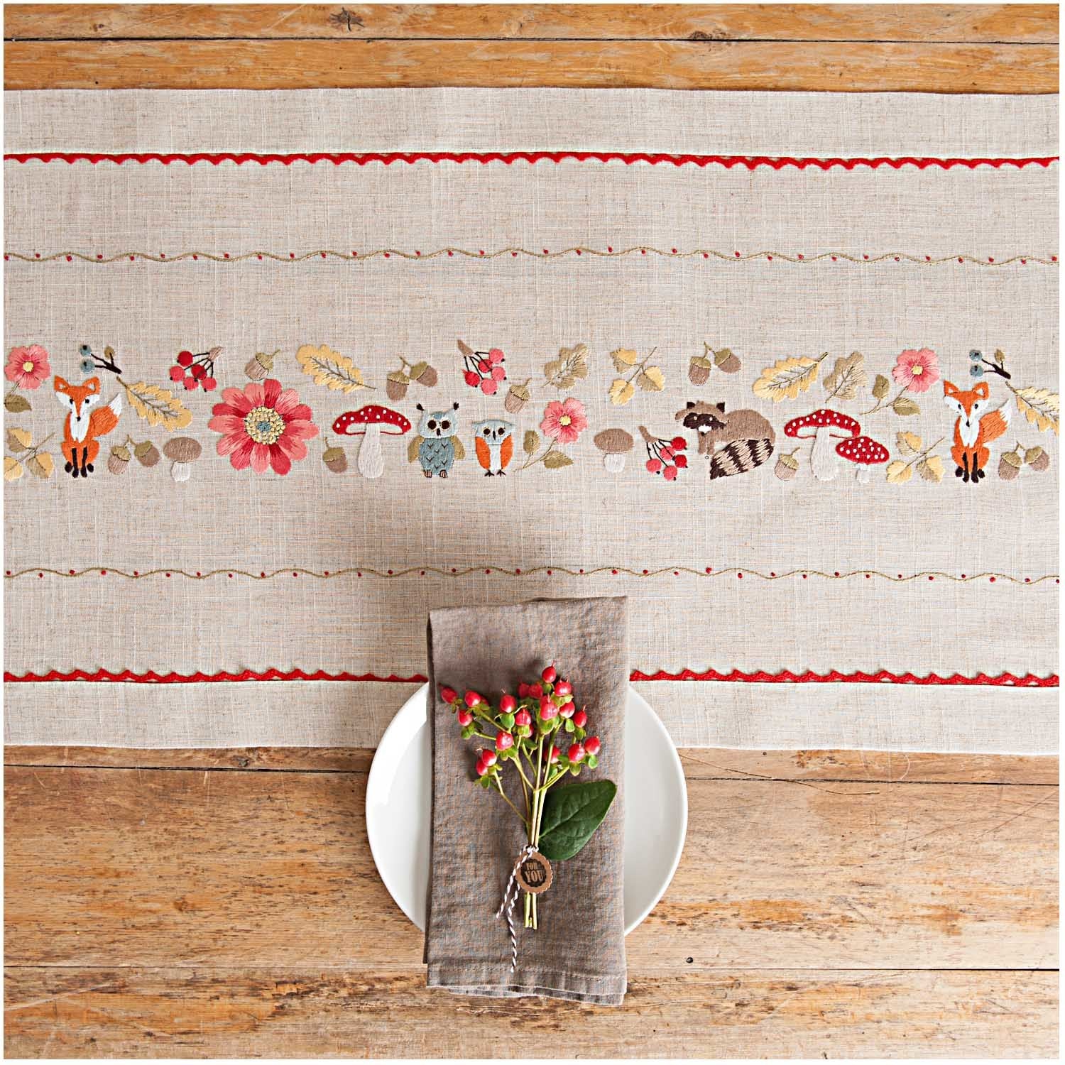 Rico Forest animals embroidery kit table runner