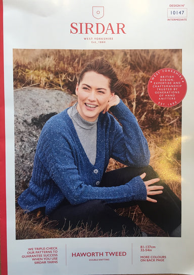 Sirdar 10147 Cabled cardigan in Haworth Tweed DK