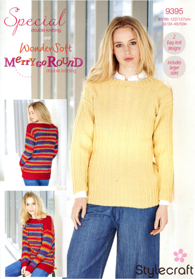 Stylecraft 9395 Sweaters in Special DK and Wondersoft Merry Go Round
