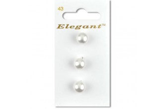 Sirdar Elegant - 43 - Round Shanked Domed Plastic Buttons, Pearlescent White, 9mm (pack of 3)