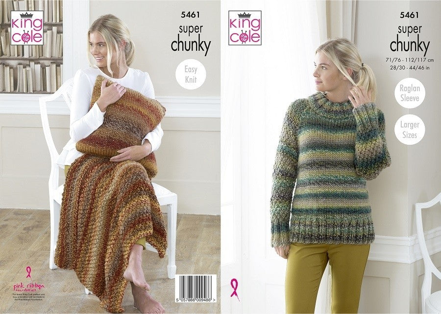 King Cole Pattern 5461 Sweater, Throw & Cushion Explorer Super Chunky