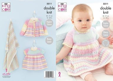 King Cole 5511 Dress, Matinee Coat & Blanket in DK