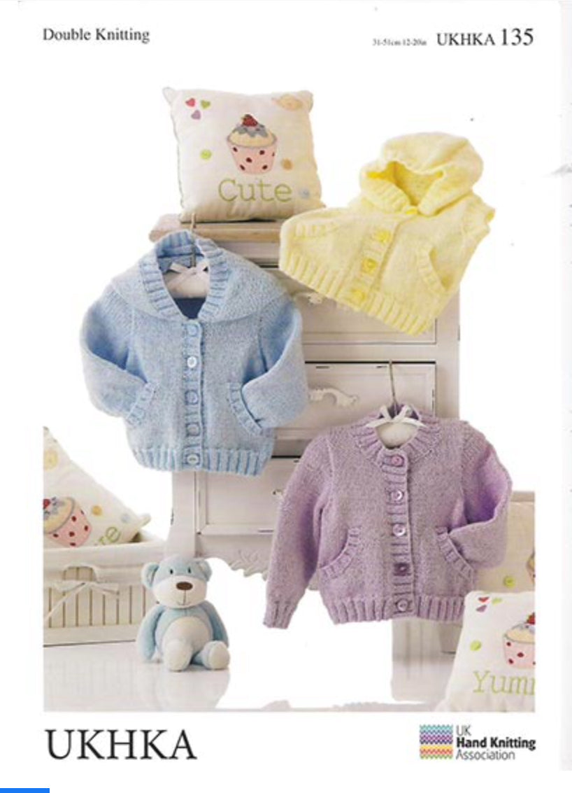UKHKA Pattern 135 Baby jackets and waistcoat in DK