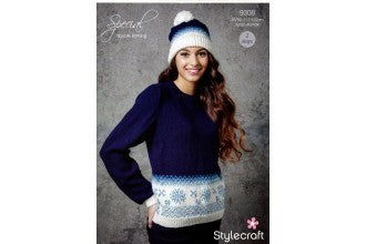 Stylecraft 9308 Ladies Christmas Jumper and Hat in Special DK