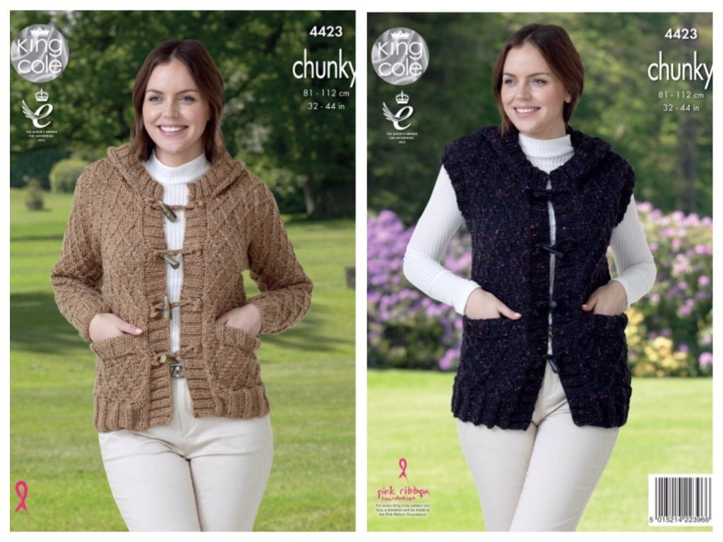 King Cole Pattern 4423 Jacket and Gilet in Chunky Tweed