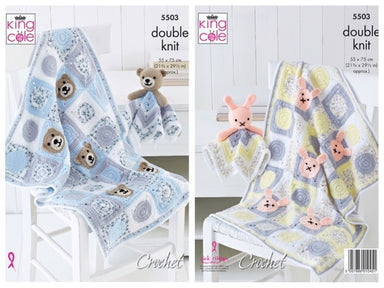King Cole 5503 Baby Blankets and Comforter Toys in Cherished DK and Cherish Dash DK
