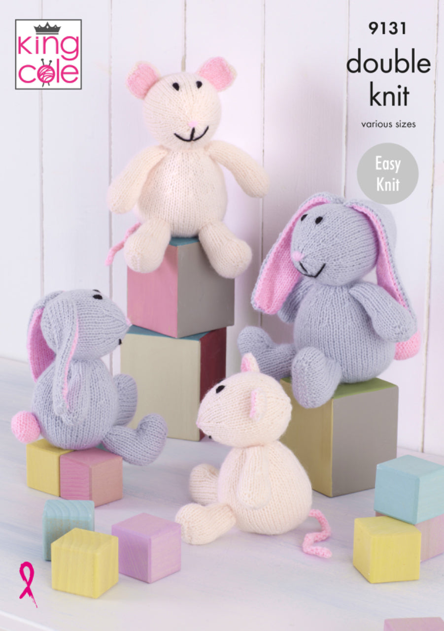 King Cole Pattern 9131 Bunnies and Mice in DK 50g