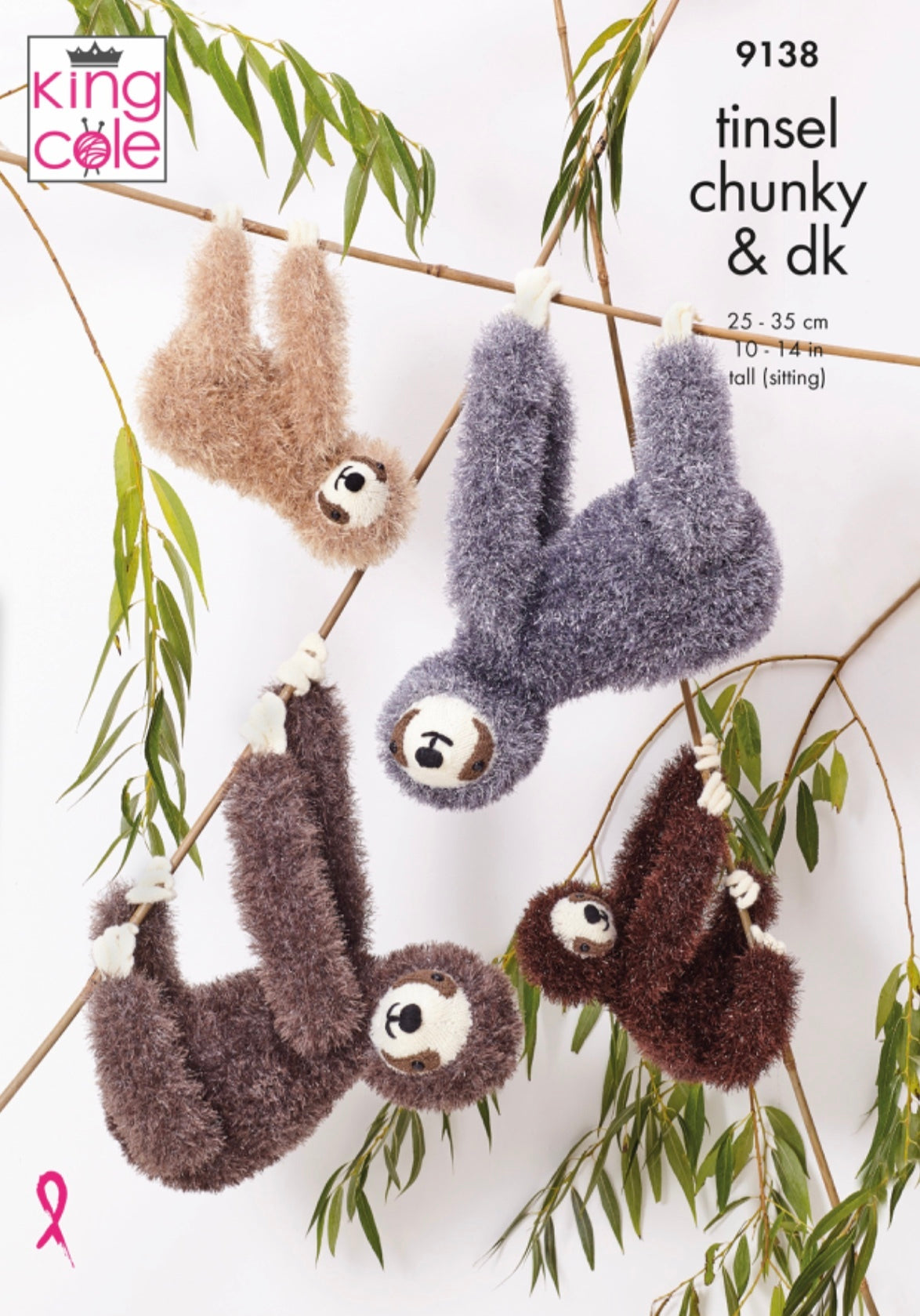King Cole Pattern 9138 Sloths in Tinsel Chunky & DK