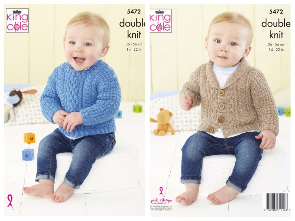 King Cole Pattern 5472 Babies Sweater and Jacket in Big Value Baby DK