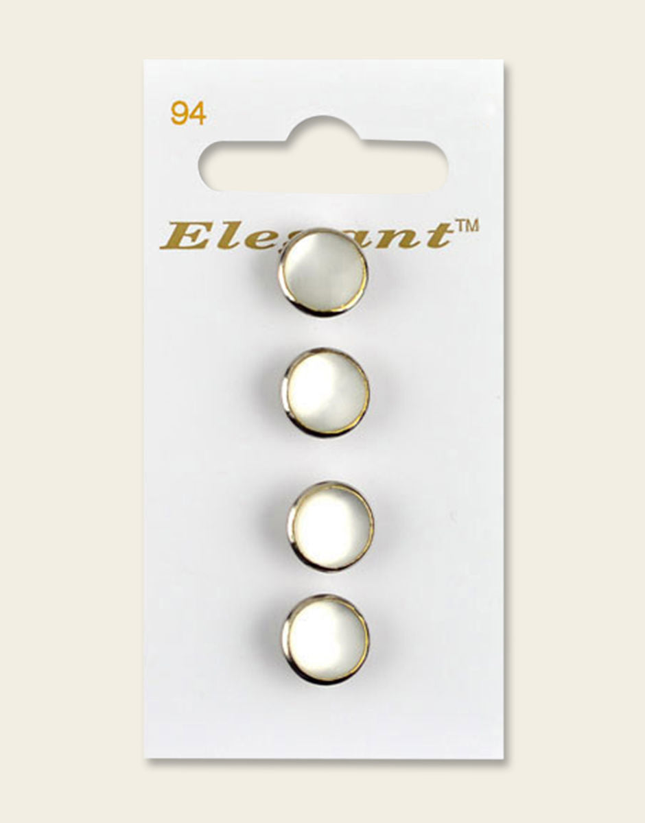 Sirdar Elegant Buttons - 94 - Pearlescent White/Silver Shanked