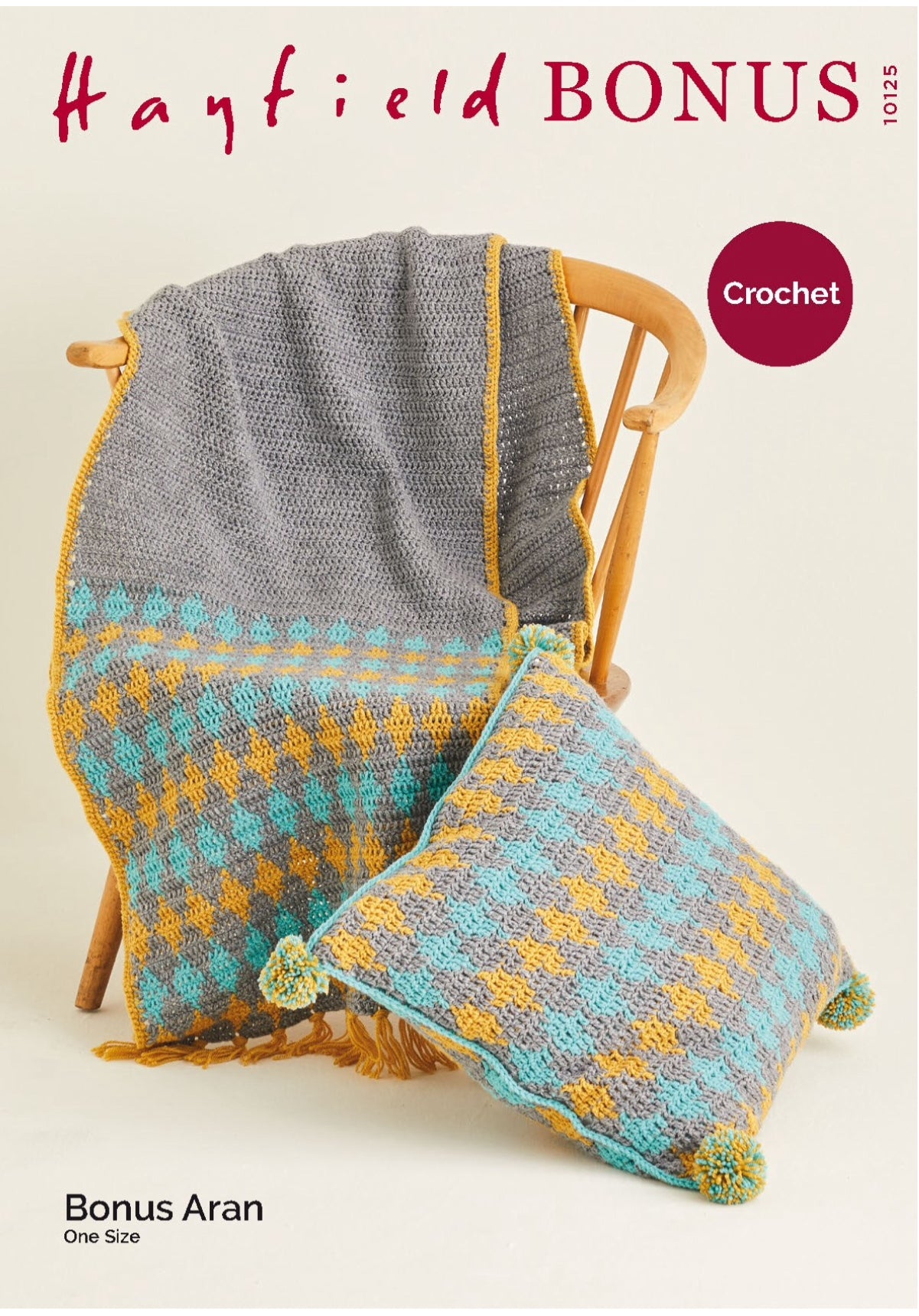 Hayfield Pattern 10125 Crochet Blanket and Cushion in Bonus Aran