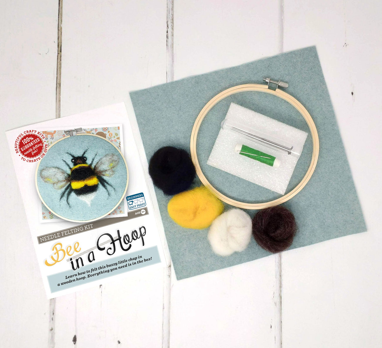 The Crafty Kit Company - Bee in a Hoop Needle Felting Craft Kit