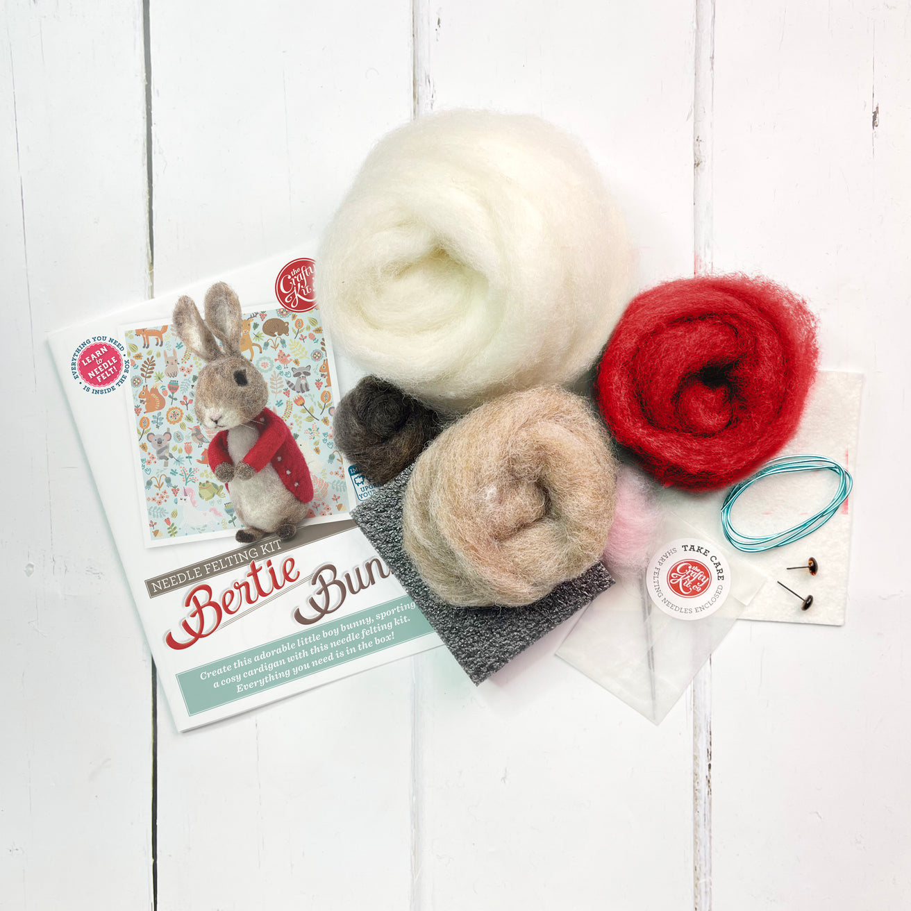 The Crafty Kit Company - Bertie Bunny Needle Felting Craft Kit