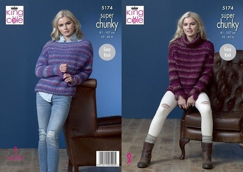 King Cole Pattern 5174 Ladies Sweaters in Orbit Super Chunky