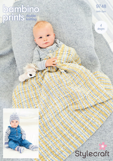 Stylecraft 9748 Blanket, Hats, Mitts and Bootees in Bambino Prints DK
