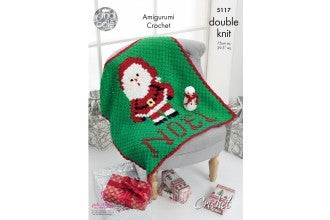 King Cole Pattern 5117 Christmas Corner to Corner Blanket and Snowman Amigurumi in DK