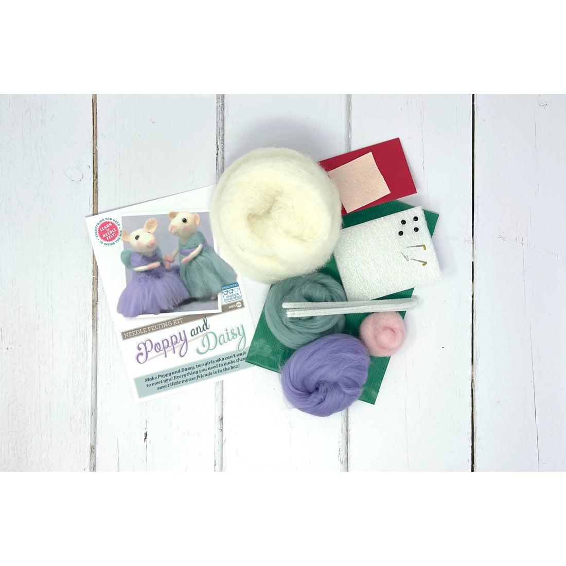 Poppy & Daisy Mice Needle Felting Kit - The Crafty Kit Company