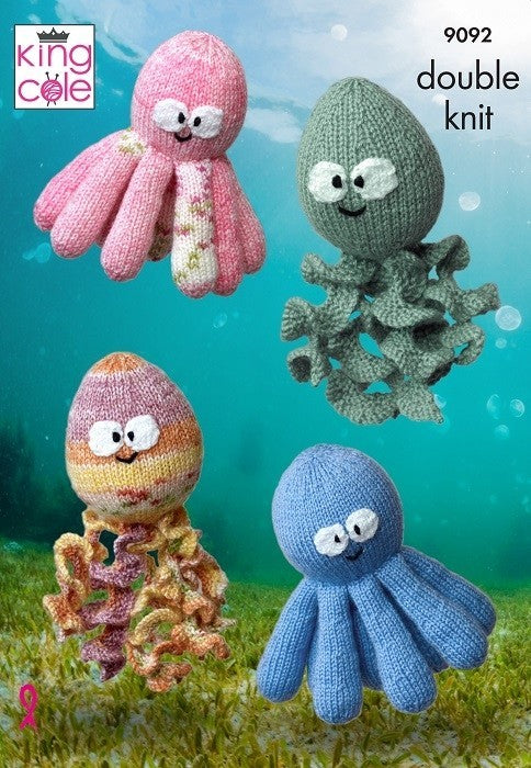 King Cole Pattern 9092 Octopus & Squid Toys Knit in DK