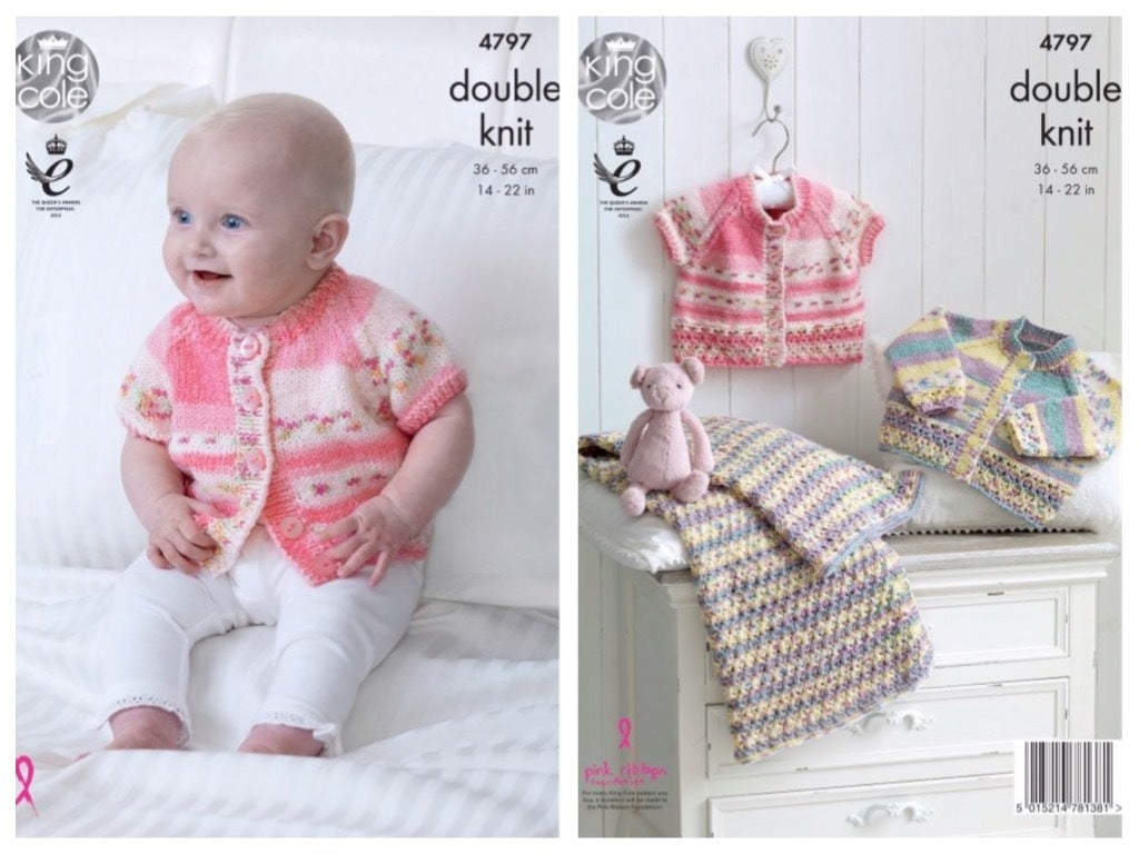 King Cole Pattern 4797 Cardigans and Blanket in Drifter For Baby DK