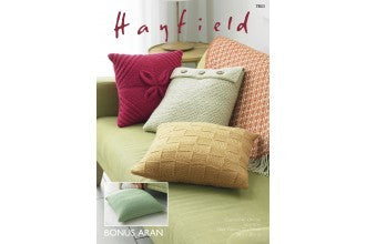 Hayfield Pattern 7803 Knitted Cushion Covers in aran