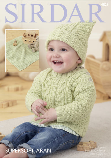 Sirdar 4829 Sweater, Hat and Blanket in Supersoft Aran