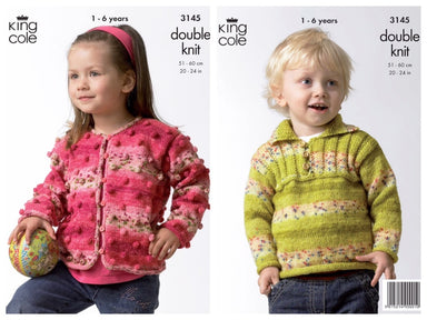 King Cole 3145 Childs Sweater and Cardigan in Splash DK