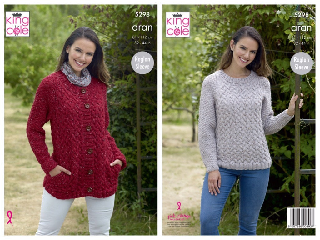 King Cole Pattern 5298 Sweater and Jacket in Big Value Aran