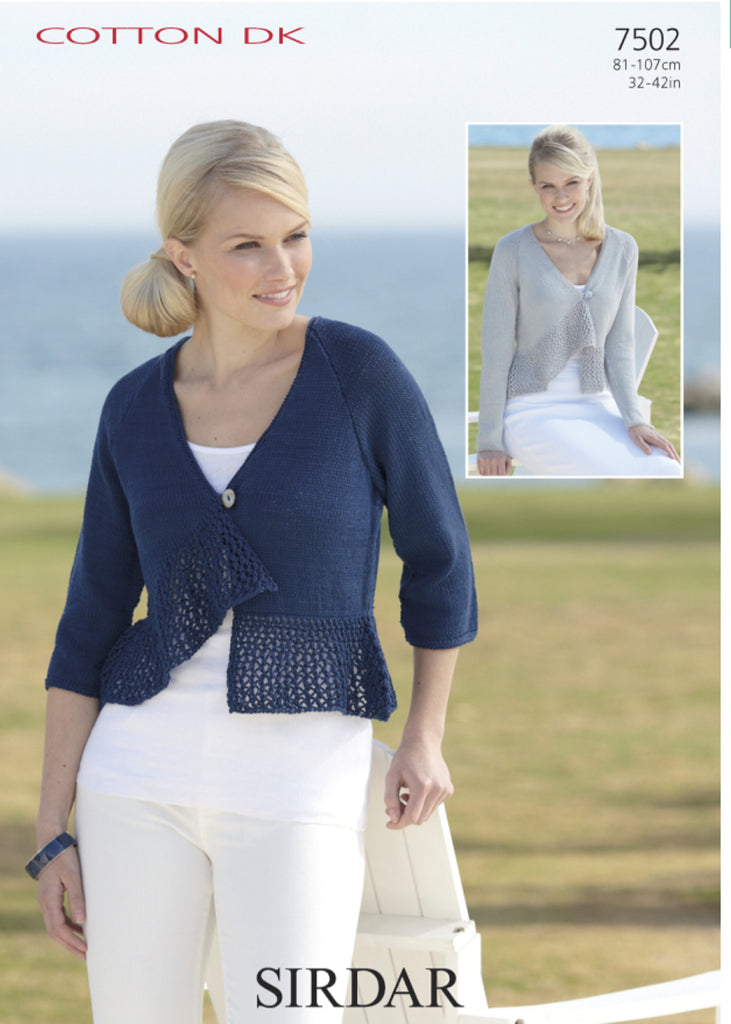 Sirdar Pattern 7502 Womens Cardigan in Cotton DK — Marias Wool Shop