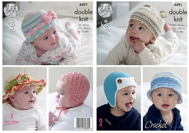 King Cole #4491 Baby Crochet Hats in DK