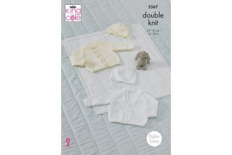King Cole 5567 Babies Raglan Cardigans, Hat, Bonnet and Blanket in Comfort DK