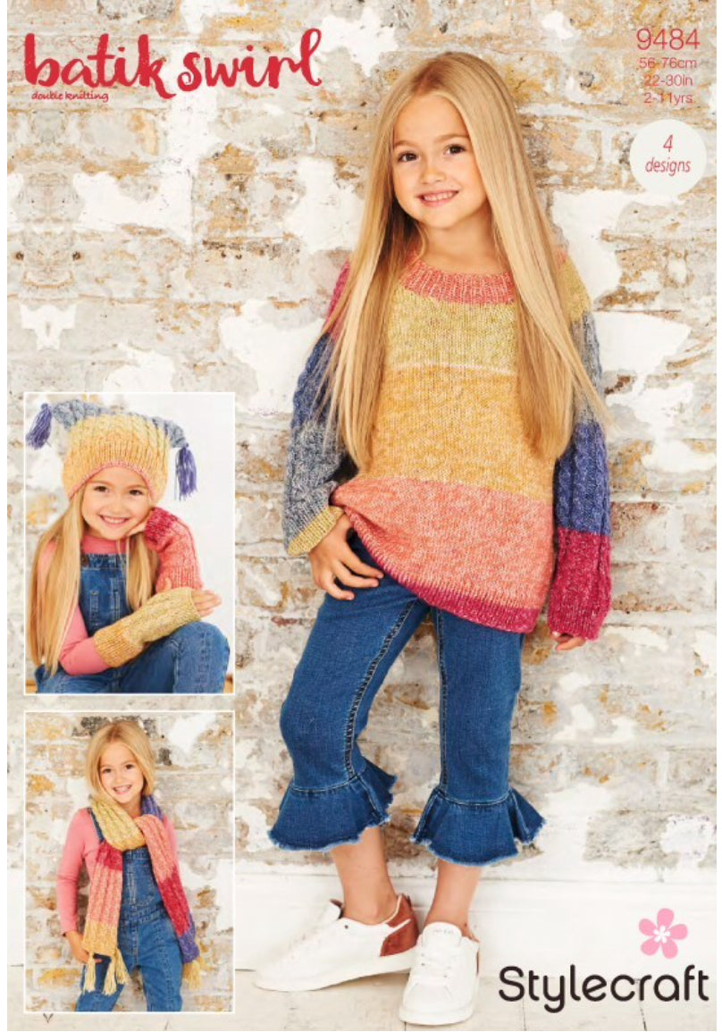 Stylecraft 9484 Jumper and Accessories in Batik Swirl DK