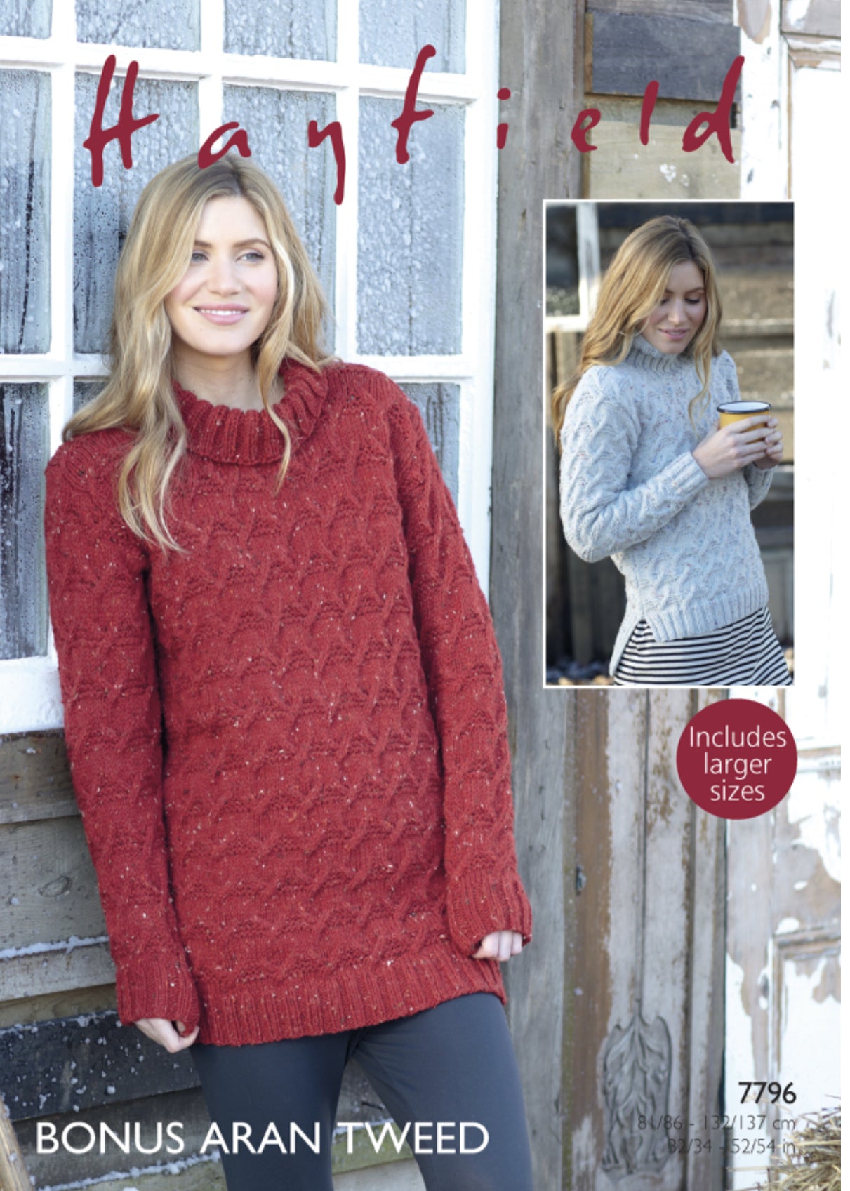 Hayfield Pattern 7796 Womens Dress and Sweater in Hayfield Bonus Aran Tweed