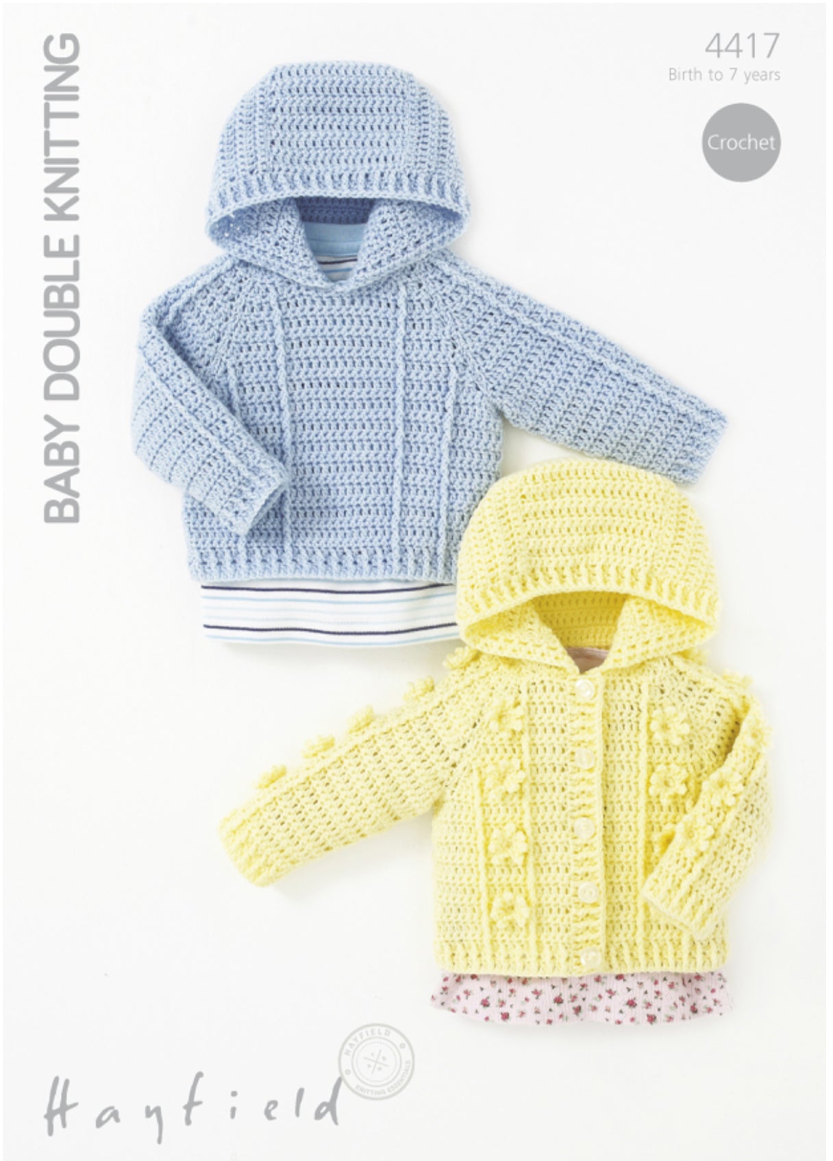 Hayfield Pattern 4417 Crochet Hooded Sweater and Jacket in Baby DK