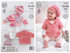 King Cole 4192 Babies Cardigans and Beret in Cherish and Cherished DK