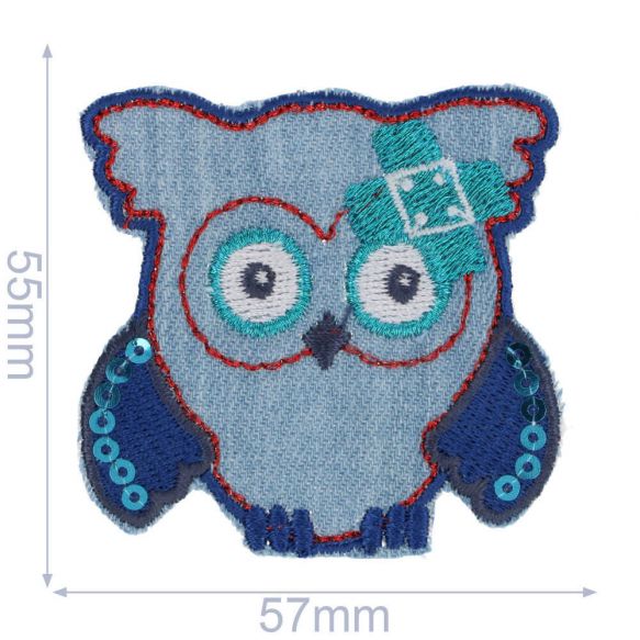 HKM Iron-on Patch - Denim Owl