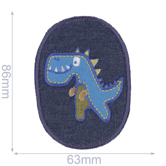 HKM iron-on patch - Denim Knee Patch Dinosaur