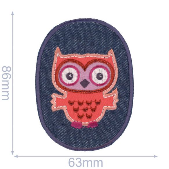 HKM iron-on patch - Denim Knee Patch Owl