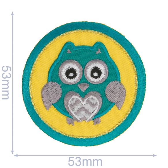 HKM iron-on Patch - Yellow & Green Owl