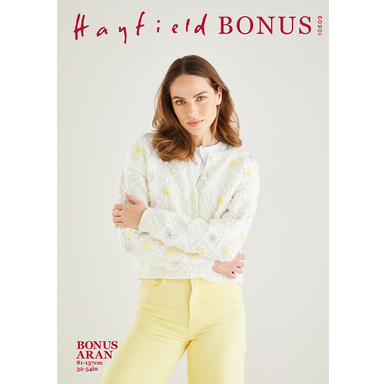 Hayfield Pattern 10609 Diamond Trellis Cardigan in Aran